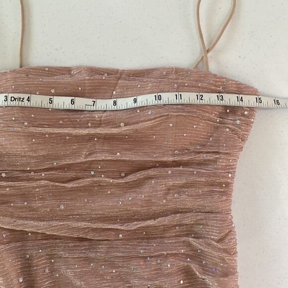 Lulus Flirty Vibes Mauve Pink Sparkly Ruched Bodycon Mini Dress Sleeveless - Picture 9 of 16